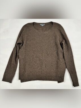 Vince Long Sleeve Side Button Wool Sweater Heathered Brown Women’s L